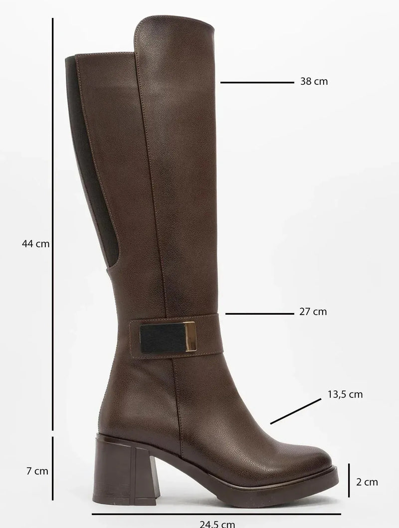 Prologue Shoes Moreni - Cognac Block Heel Knee-High Boot (Women)