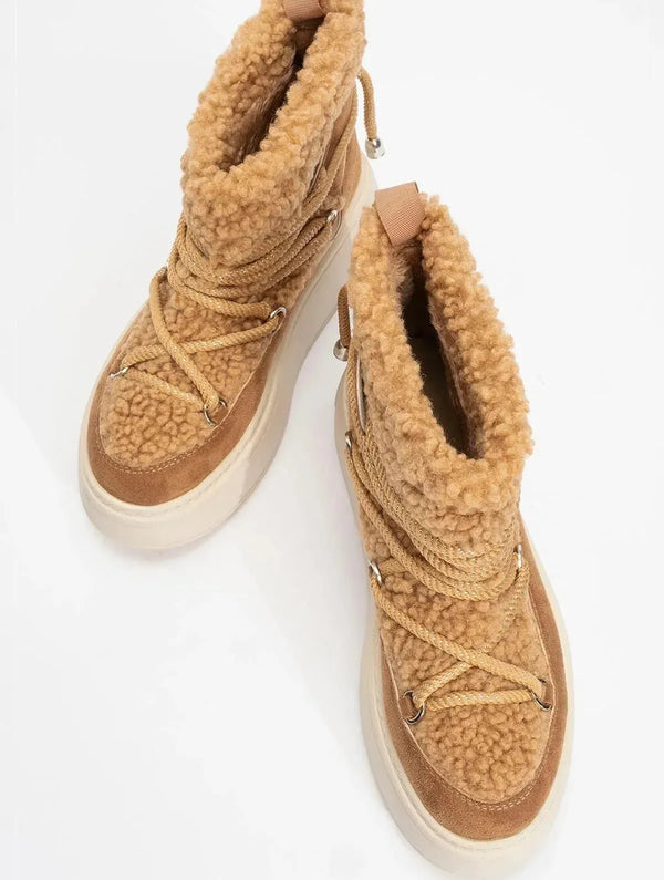 Prologue Shoes Dila Cognac Brown Fur-Lined Winter Boot (Women)