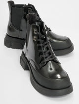 Immaculate Vegan - Prologue Shoes Challo - Black Lace-Up Elastic Ankle Boot (Women)