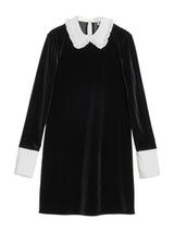 Immaculate Vegan - Albaray Contrast Collar & Cuff Velvet Dress