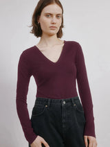 Immaculate Vegan - Albaray Burgundy Ponte Deep V Neck Top