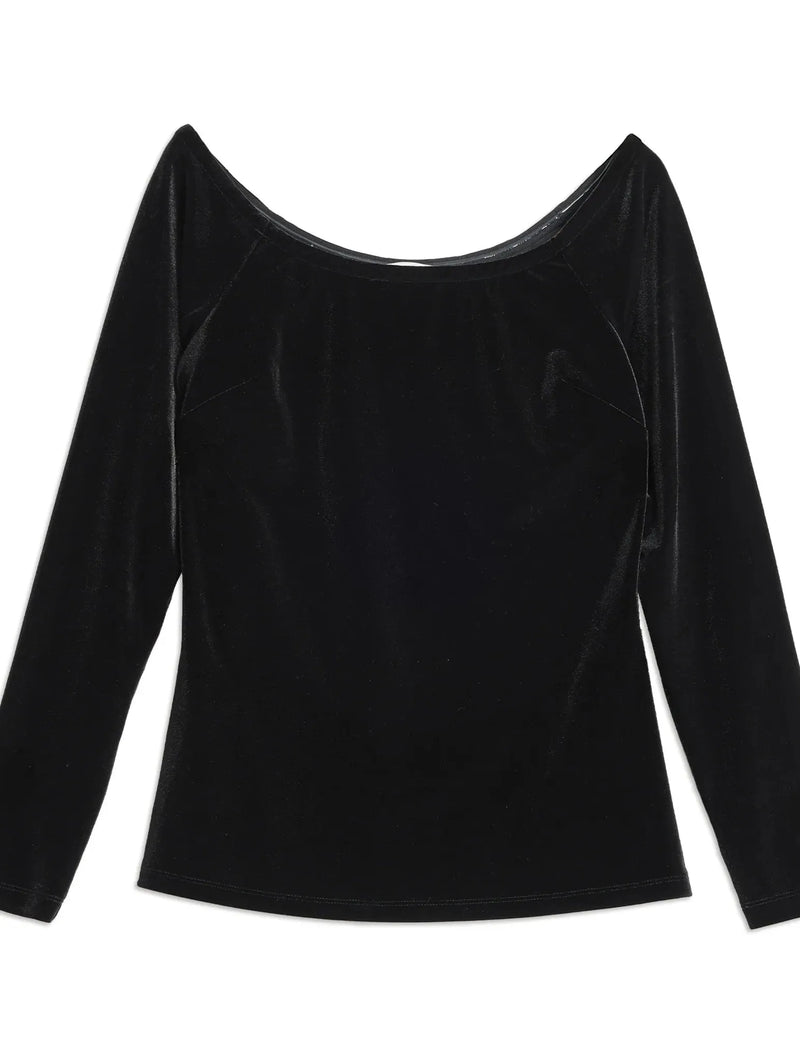 Albaray Black Velvet Bardot Top