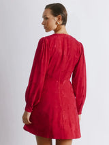 Immaculate Vegan - Albaray Red Jacquard Satin Short Dress