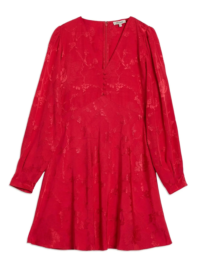 Albaray Red Jacquard Satin Short Dress