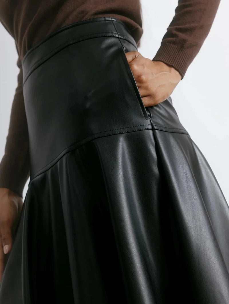Albaray Faux Leather Basque Skirt