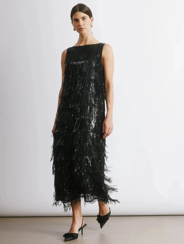 Albaray Sequin Fringe Column Dress
