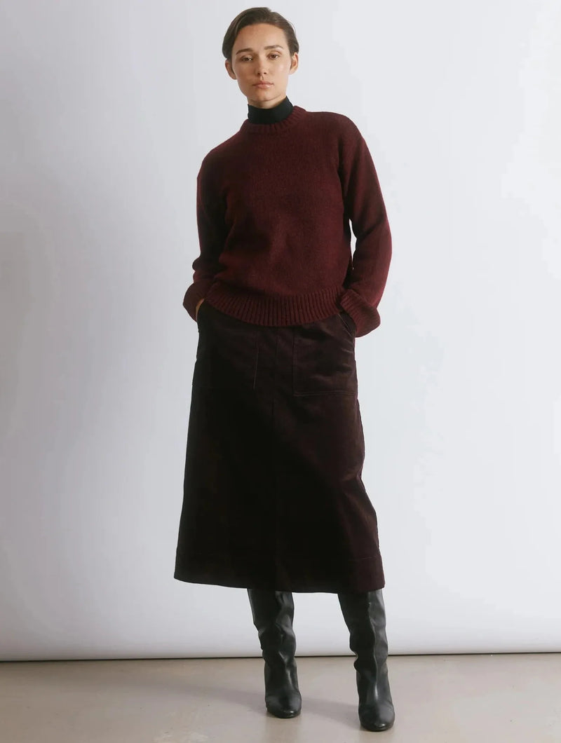Albaray Burgundy Cord A Line Skirt