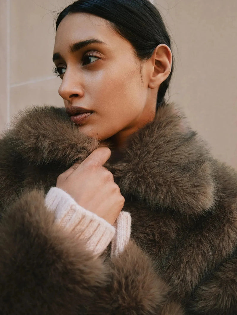 Albaray Brown Faux Fur Jacket