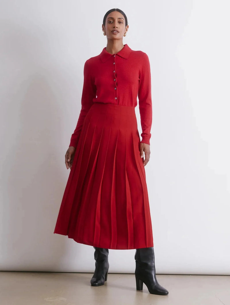 Albaray Red Pleated Skirt