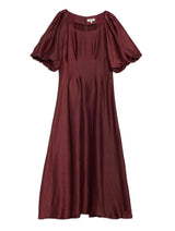 Immaculate Vegan - Albaray Burgundy Crinkle Satin Midi Dress