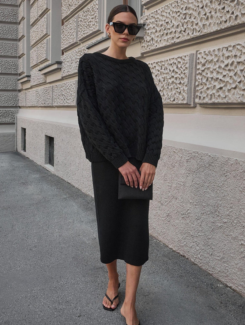 Mila.Vert Knitted straight skirt