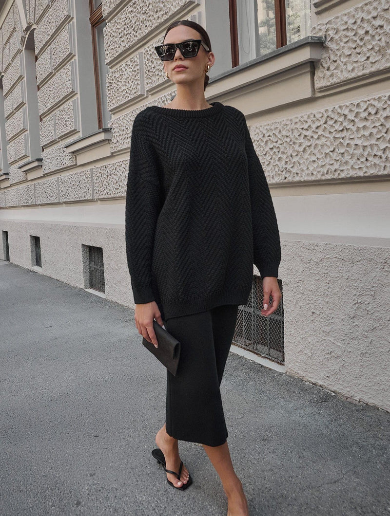 Mila.Vert Knitted straight skirt