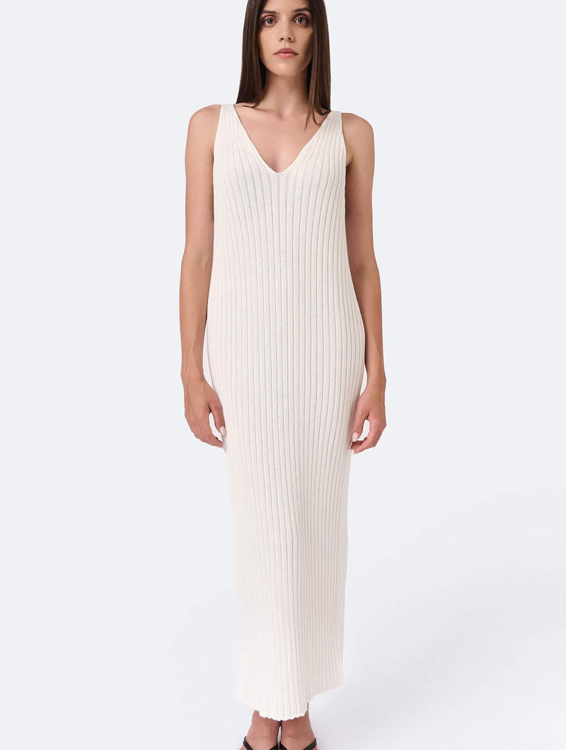 Mila.Vert Knitted ribbed V-neck dress