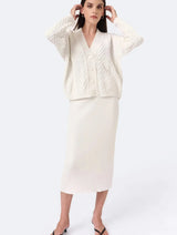 Immaculate Vegan - Mila.Vert Knitted straight skirt White / XS