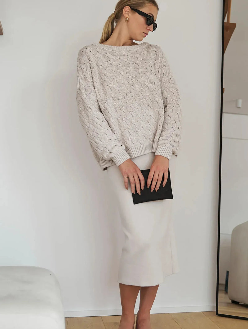 Mila.Vert Knitted straight skirt