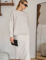 Immaculate Vegan - Mila.Vert Knitted straight skirt Taupe / XS