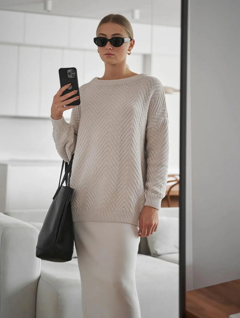 Mila.Vert Knitted straight skirt