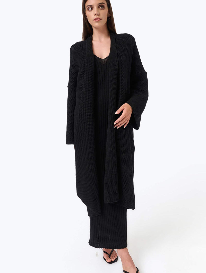 Mila.Vert Knitted ribbed V-neck dress