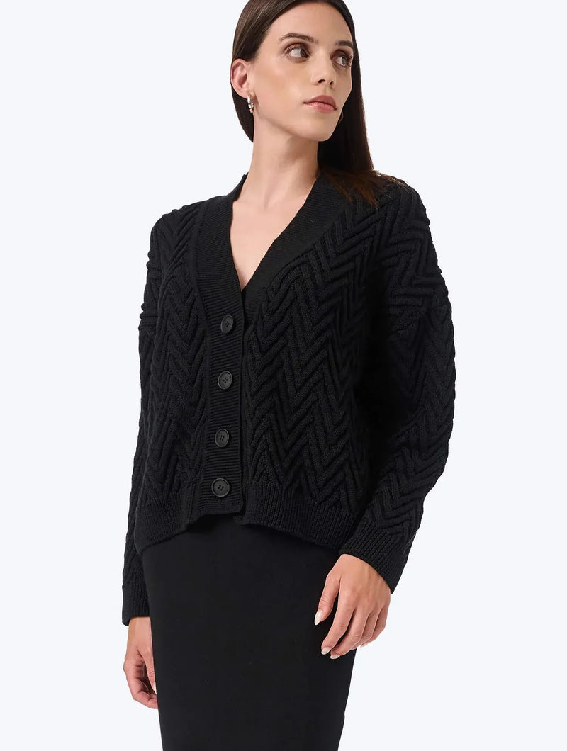 Mila.Vert Knitted herringbone line cardigan