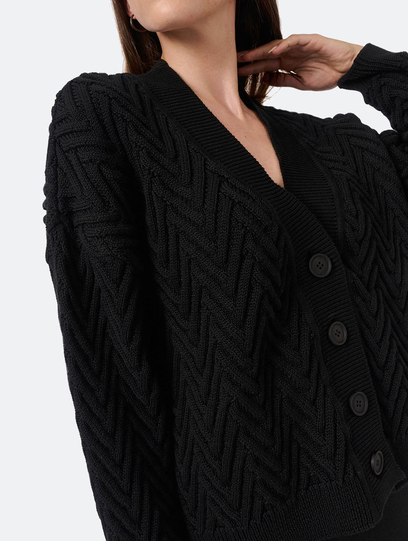 Mila.Vert Knitted herringbone line cardigan