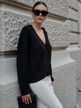 Immaculate Vegan - Mila.Vert Knitted herringbone line cardigan