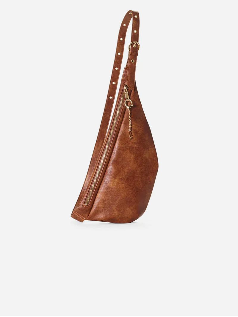 SKYLA Eve Vegan Leather Crossbody Belt Bag | Cognac