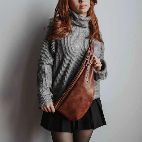 SKYLA EVE Vegan Crossbody Belt Bag - Cognac