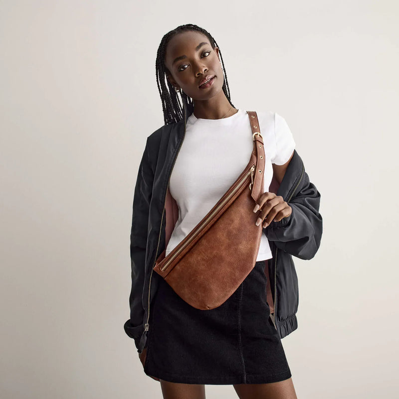 SKYLA EVE Vegan Crossbody Belt Bag - Cognac
