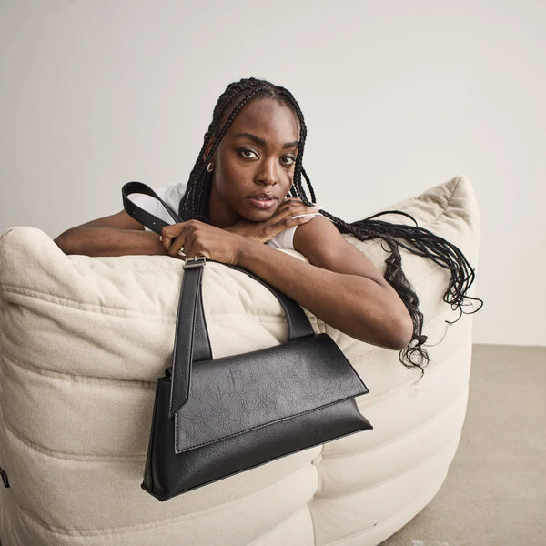SKYLA SOFIA Vegan Baguette Shoulder Bag - Black