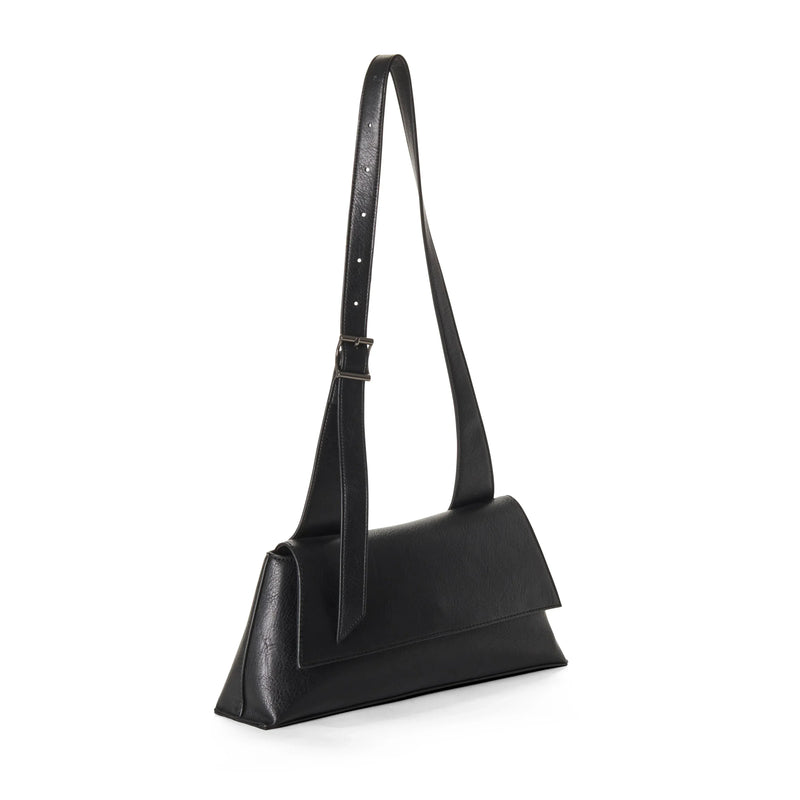 SKYLA SOFIA Vegan Baguette Shoulder Bag - Black