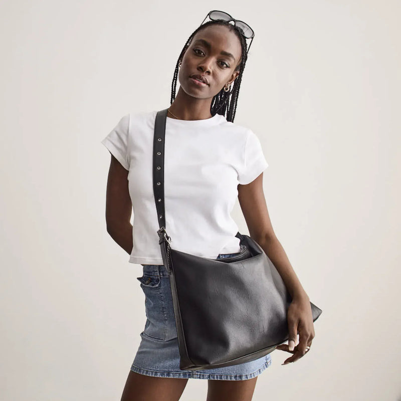 SKYLA VALERIE Vegan Crossbody Hobo Bag - Cognac