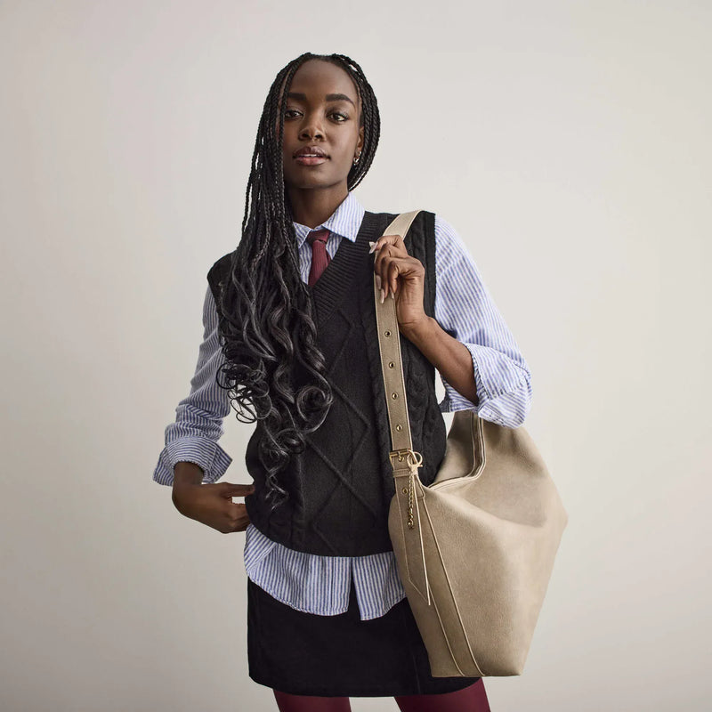 SKYLA VALERIE Vegan Crossbody Hobo Bag - Cognac