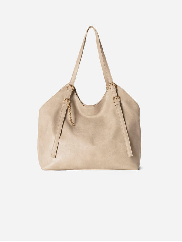 SKYLA Basia Vegan Leather Slouchy Tote Bag | Sand