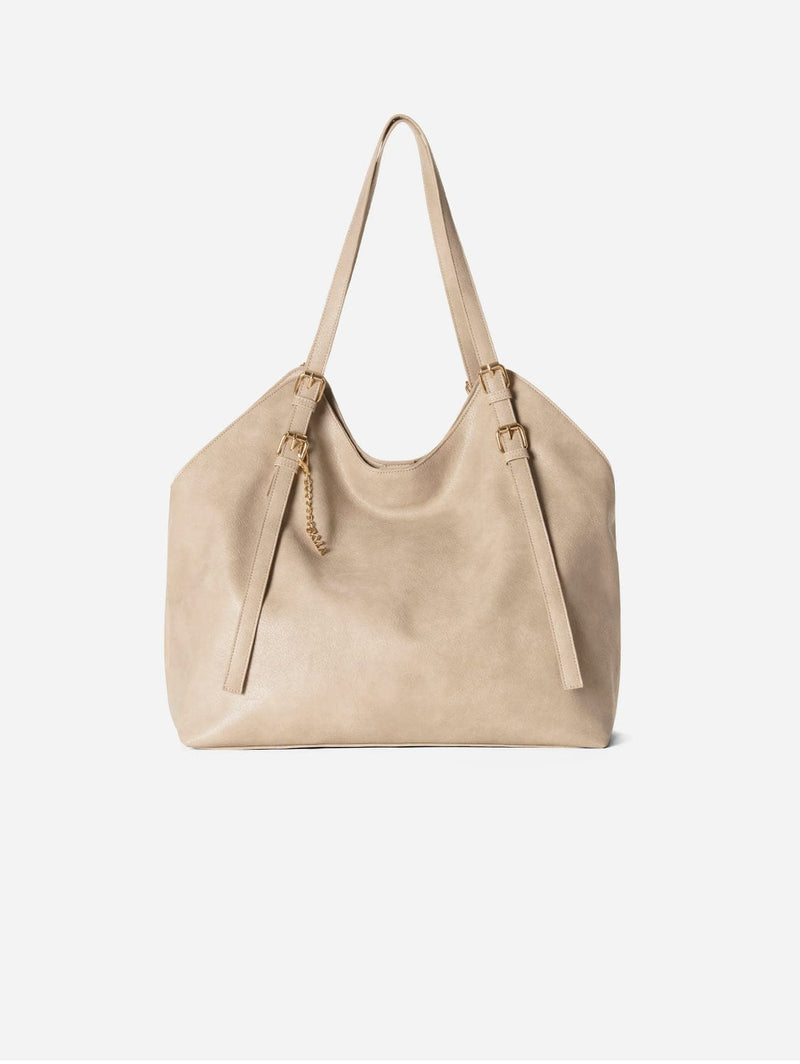 SKYLA Basia Vegan Leather Slouchy Tote Bag | Sand