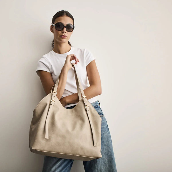 SKYLA BASIA Vegan Slouchy Tote Bag - Sand