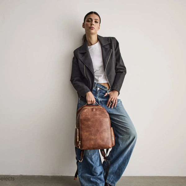 SKYLA KENYA Vegan Travel Backpack - Cognac