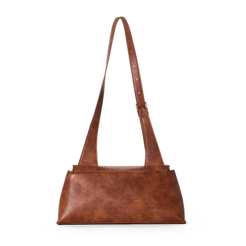 SKYLA SOFIA Vegan Baguette Shoulder Bag - Cognac