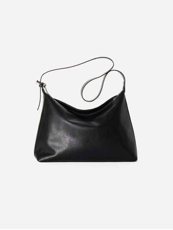 SKYLA Valerie Vegan Leather Crossbody Hobo Bag | Black
