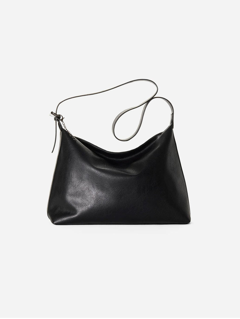 SKYLA Valerie Vegan Leather Crossbody Hobo Bag | Black