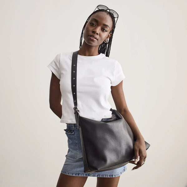 SKYLA VALERIE Vegan Crossbody Hobo Bag - Black