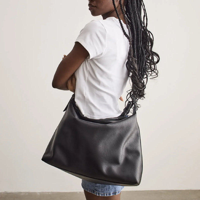SKYLA VALERIE Vegan Crossbody Hobo Bag - Black