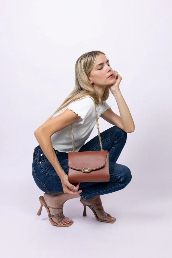 ASHOKA Paris Apple Leather Mini Paname Vegan Shoulder Bag | Camel