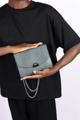 Immaculate Vegan - ASHOKA Paris Apple Leather Mini Paname Lizard Vegan Shoulder Bag | Blue Grey