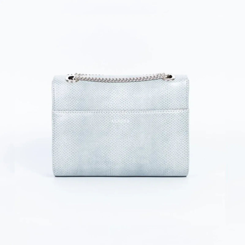 ASHOKA Paris Apple Leather Mini Paname Lizard Vegan Shoulder Bag | Blue Grey