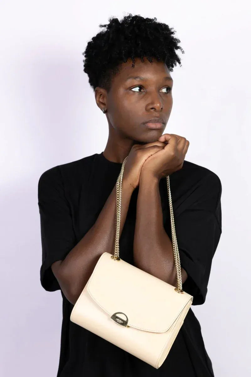 ASHOKA Paris Bamboo Leather Mini Paname Vegan Shoulder Bag | Cream