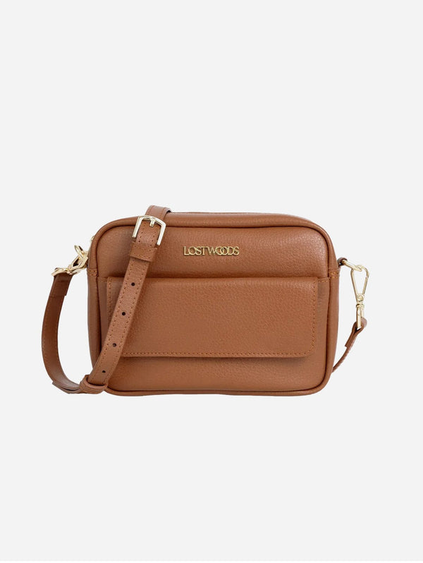Lost Woods Aster MIRUM® Leather Vegan Crossbody Bag | Tan & Gold