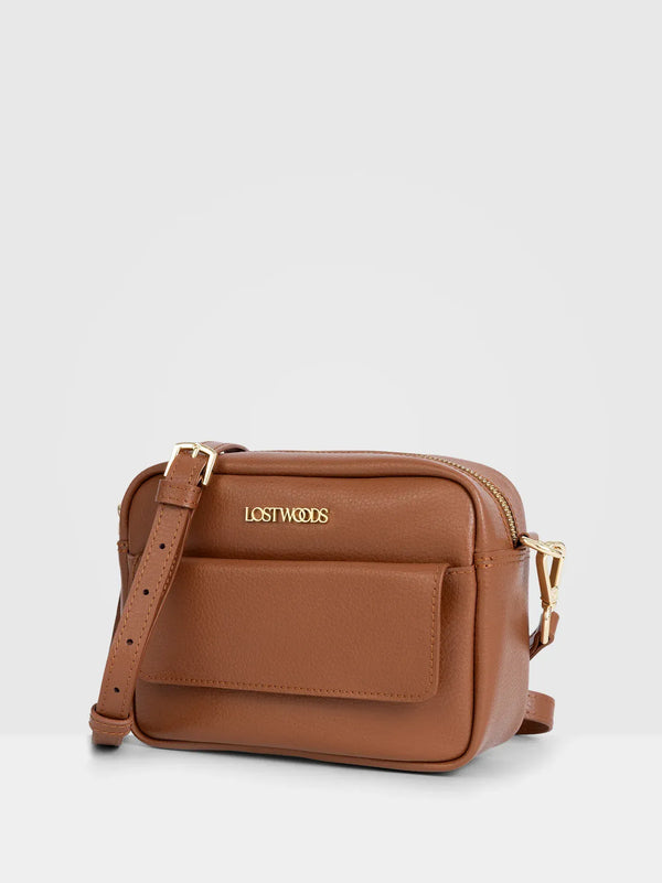 Lost Woods Aster Crossbody Bag in Tan & Gold
