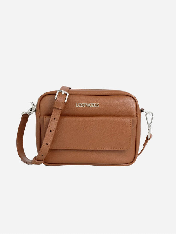 Lost Woods Aster MIRUM® Leather Vegan Crossbody Bag | Tan & Silver