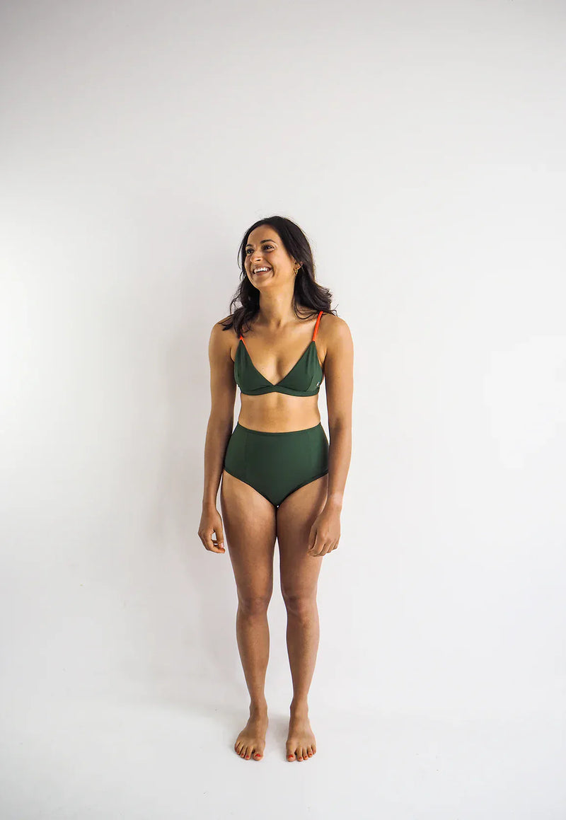 Sūndar Swim The Mississippi ECONYL® Reversible Bikini Top | Multiple Colours Green/Neon Orange / UK6 / EU34 / US2