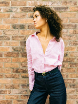 Immaculate Vegan - No More Nobody RENE SHARP COLLAR SHIRT <br> Organic Linen Red